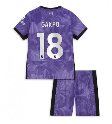 Liverpool Cody Gakpo #18 Tercera Equipación Niños 2023-24 Manga Corta (+ Pantalones cortos)